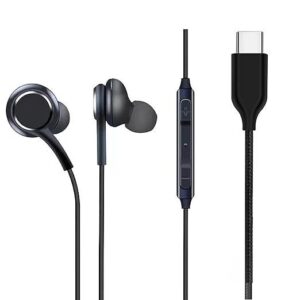 In-Ear Headphone For Samsung Galaxy A33 5G, Samsung Galaxy F23, Samsung Galaxy M33, Samsung Galaxy M23, Samsung Galaxy A23 in-Ear Wired Earphone with Type-C Jack, Powerful Audio, Built-in Microphone, Tangle Resistant Cable | USB C Headphones/Earphones, in Ear USB C Earphones, Type C Earphone with Microphone and Volume Control Earbuds Headset- AR3, BLACK