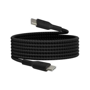 Belkin USB-IF Certified Braided 60 W USB-C to USB-C (Type C) Charge cable, 6.6 Feet / 2 Meter, Black