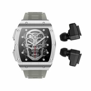 Smart Watch with Earbuds, 2 in 1 Military Bluetooth Smart Watch, 1.91" HD IPS Screen Smartwatch for Men, Rugged Military Bluetooth Call Fitness Tracker, IP67 Waterproof, AI Voice Assistant (Silver)