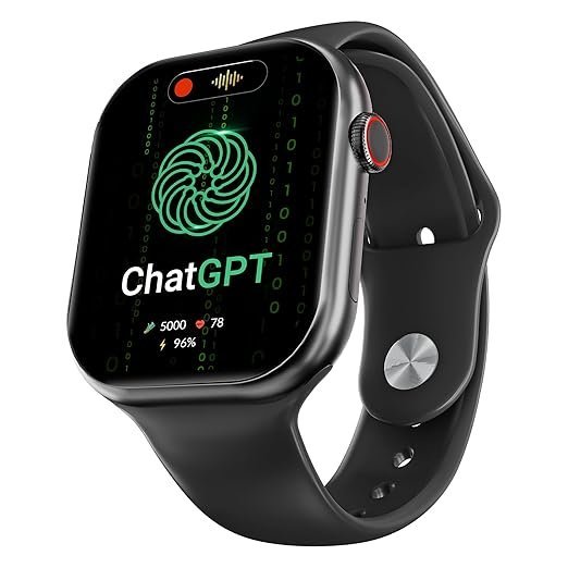 CrossBeats Nexus 2.01” Super AMOLED Display Smart Watch with ChatGPT-Powered| Dynamic Island| 5.3 Bluetooth Calling Smartwatch| Always on| in-app GPS| 60 Hz Refresh Rate | AI Health Tracker -(Black)