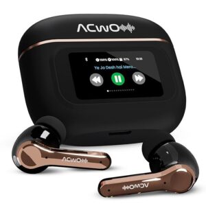 ACwO DwOTS Touch TWS in Ear Earbuds | Hd Touch Display | 32Db ANC | Transparency Mode | 50 Hrs Playtime | Ai-Enc Quad Mics | Find My Earphones | Bluetooth 5.4 | 4 Eq Modes | Golden Black