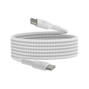 Belkin USB-C to USB-C Braided 6.6 Feet (2 Meter) Fast charging Type C Cable, for iPhone 15 Series and other USB-C Devices, Tough and Durable, 60W PD, USB-IF Certified - White