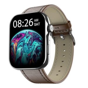 Noise ColorFit Ultra 3 Bluetooth Calling Smart Watch with Biggest 1.96" AMOLED Display, Premium Metallic Build, Functional Crown, Gesture Control with Leather Strap (Classic Dark Brown)