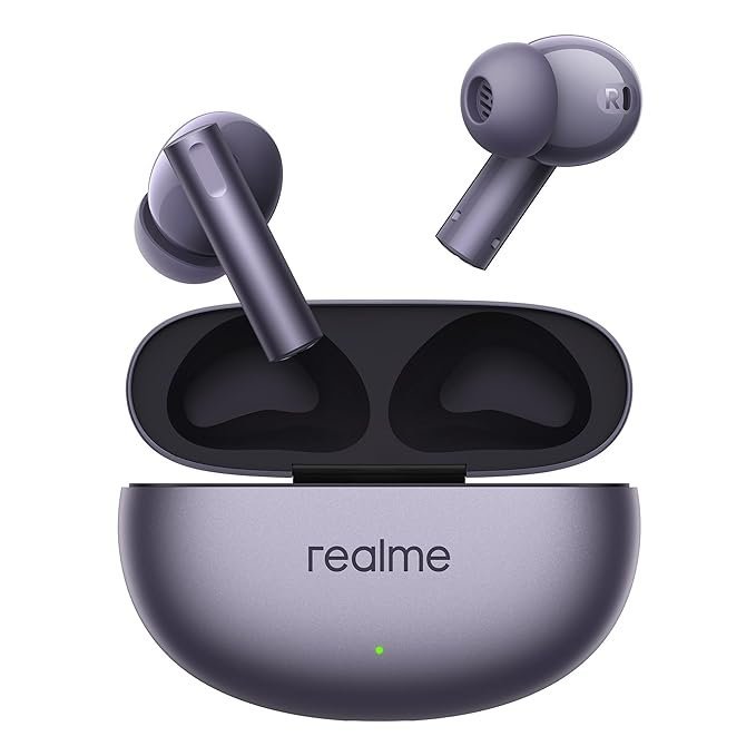 realme Buds Air 6 TWS in Ear Earbuds with 12.4 mm Deep Bass Driver, 40 Hours Play time, Fast Charge,50 dB ANC,LHDC 5.0, 55 ms Low Latency, IP55 Dust & Water Resistant, Bluetooth v5.3 (Royal Violet)
