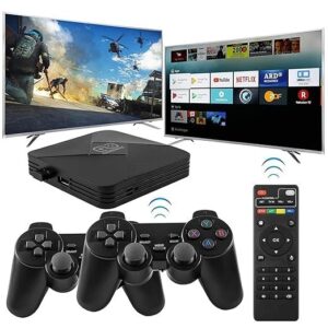 Amazm All-in-One Entertainment with 2-in-1 Video Game Console & Android TV System - 20000+ Games -PS1/CPS/SFC/FC/GB/GBA/GBC/MD/PSP/N64/MAME/DS - TV Video Game Set Player