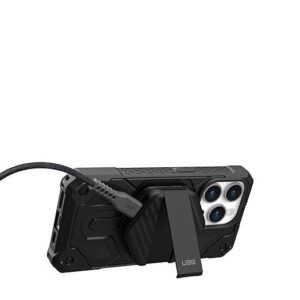 Urban Armor Gear UAG Premium 15W Wireless Charger, Strong Magnet with Fast Charging & Kick Stand, Compatible with Mag-Safe Cases, 4ft Detachable Braided USB-C to USB-C Cable (1.2m)-Black/Carbon Fiber