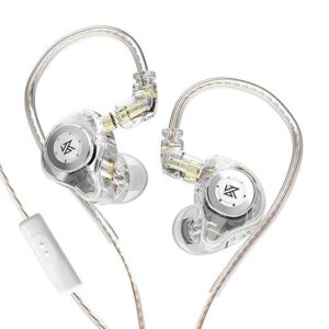 Concept Kart Kz Edx Pro Iem Earphone,Hifi Stereo Special Dual Magnetic Circuit Dynamic Driver Resin Inlay Metal Process In-Ear Monitors Earbuds With 5N Ofc 2Pin Detachable Cable(White,With Mic),Wired