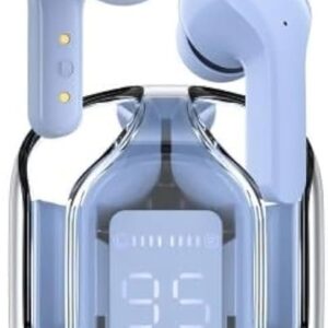 Gizitacore in-Ear Wireless Earbuds, Ultrapods max TWS Bluetooth Earphones with Charging Case and LED Digital Display, Microphone, Works with iPhone Android and Bluetooth Devices (Sky Blue)