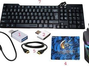 RSG 7 IN 1 COMBO- KEYBOARD ,MOUSE,MOUSEPAD,USB HUB , HDMI CABLE & TYPE C ,V8 OTG Combo Set??(Black, Multicolor)
