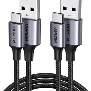 UGREEN USB A to USB C Cable [2M, 2-Pack], Nylon Braided Type C Cord Fast Charging Compatible with iPhone 16 Pro/15, Galaxy S24 S23, Pixel, Nokia, Moto, LG, Switch, Android Auto