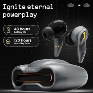 Boult Audio UFO Truly Wireless in Ear Earbuds with 48H Playtime, Built-in App Support, 45ms Low Latency Gaming, 4 Mics ENC, Breathing LEDs, 13mm Bass Drivers Ear Buds TWS, Made in India (Smoky Metal)