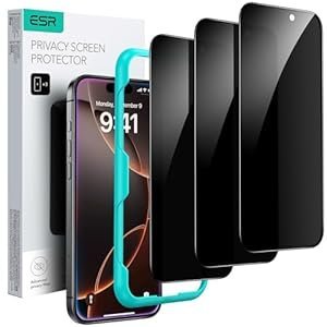 ESR 3 Pack for iPhone 16 Pro Max Privacy Tempered Glass, Anti-Spy Screen Protector Privacy Screen Guard with Easy Installation Tool, Micro-curved Edges, Case Friendly