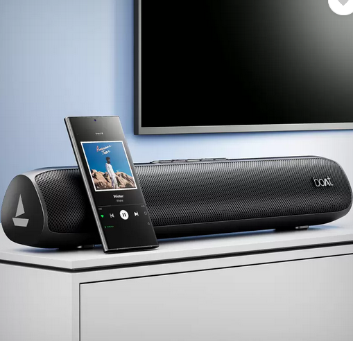 boAt Aavante Bar 520 w/ Dual Passive Radiators,6 HRS Playback & Sleek Design 16 W Bluetooth Soundbar (Charcoal Black, 2.0 Channel)