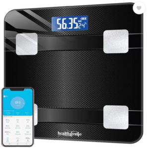 Healthgenie Smart BMI Weight Machine for Body Weight with 18 Body Parameters Weighing Scale (weaving HB-411 Black)